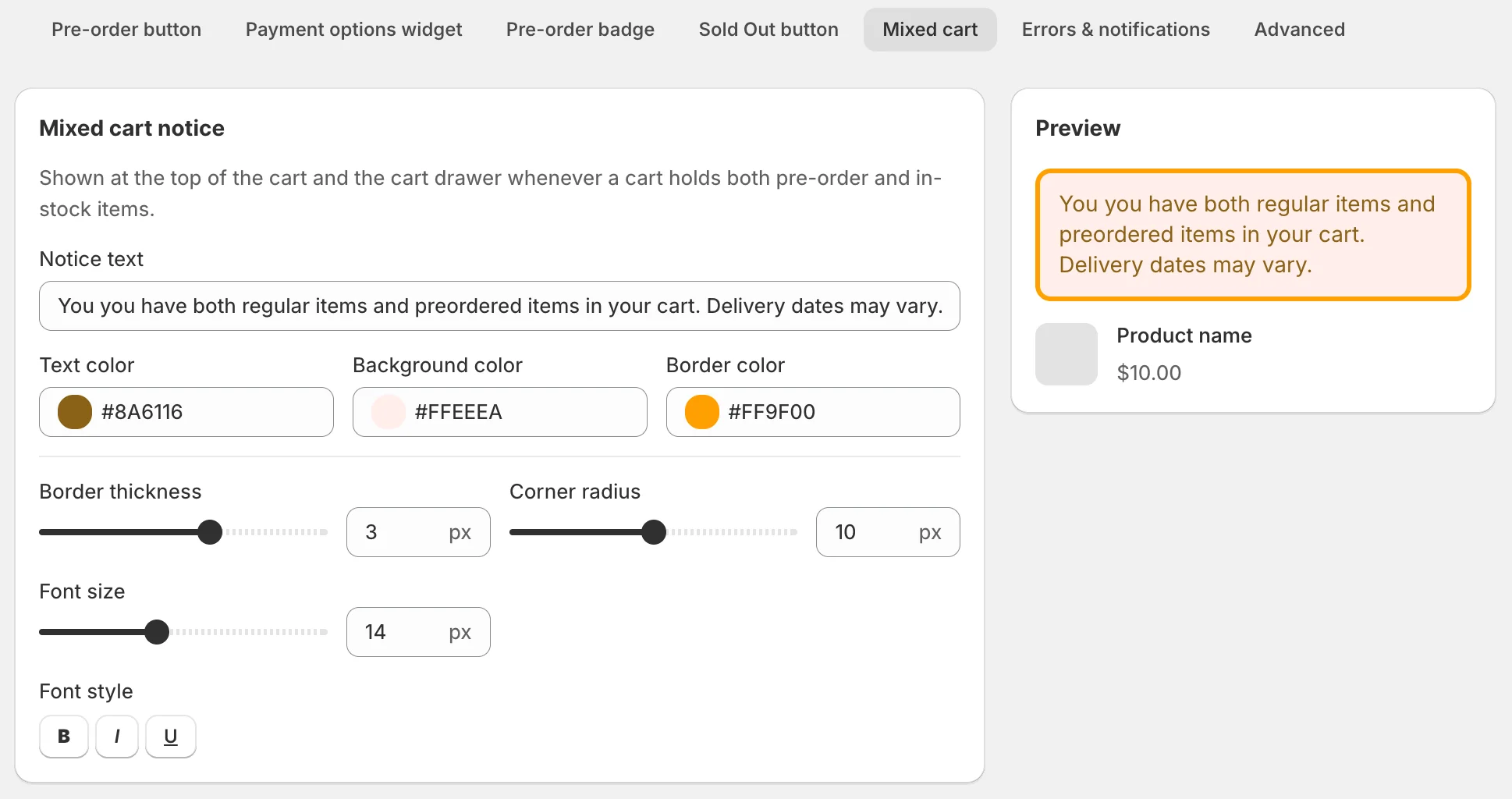 K1 PreOrder v2.36 - Mixed Cart Warning & Control – Warn shoppers or prevent pre-order and in-stock items from being combined