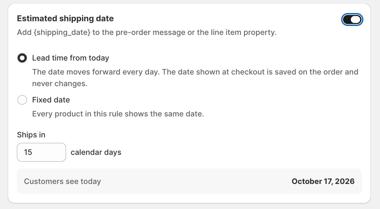 K1 PreOrder v2.35 - Estimated Shipping Date – Show customers when their pre-order is expected to ship
