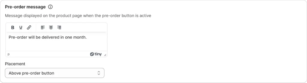 Pre-order message editor