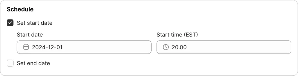 Schedule rules settings