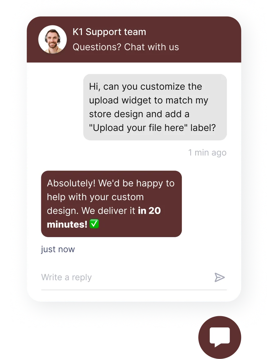 Chat with the K1 founders about a widget customization