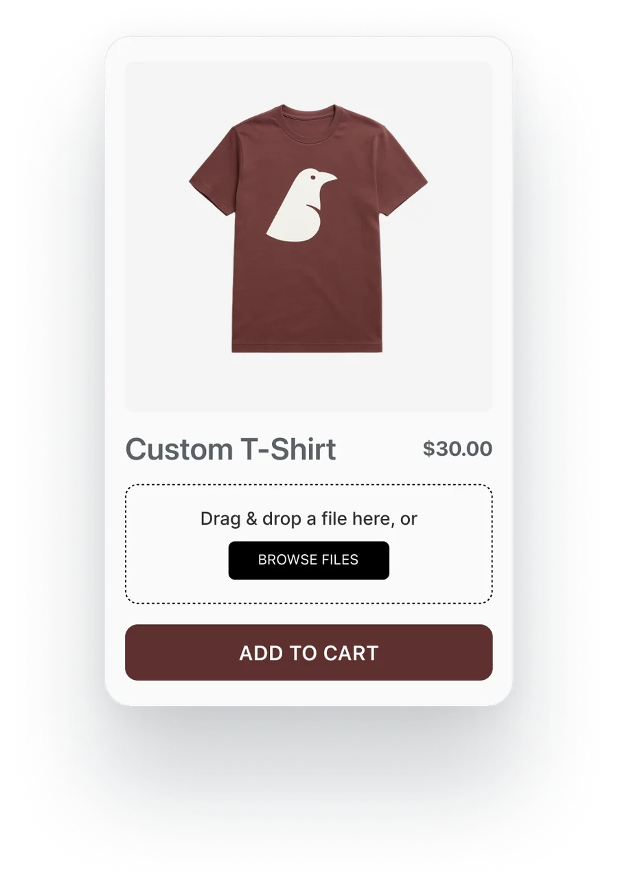 Product page with the K1 Photo File Upload widget