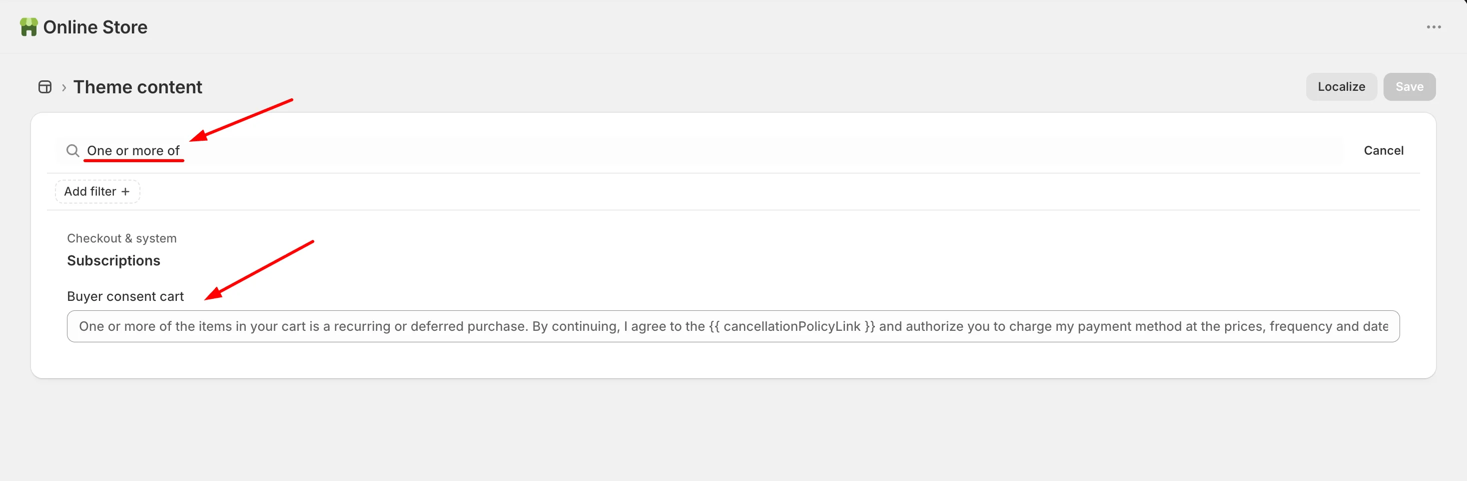 Customizing or Hiding the Cart Page Disclaimer Text - Image 4