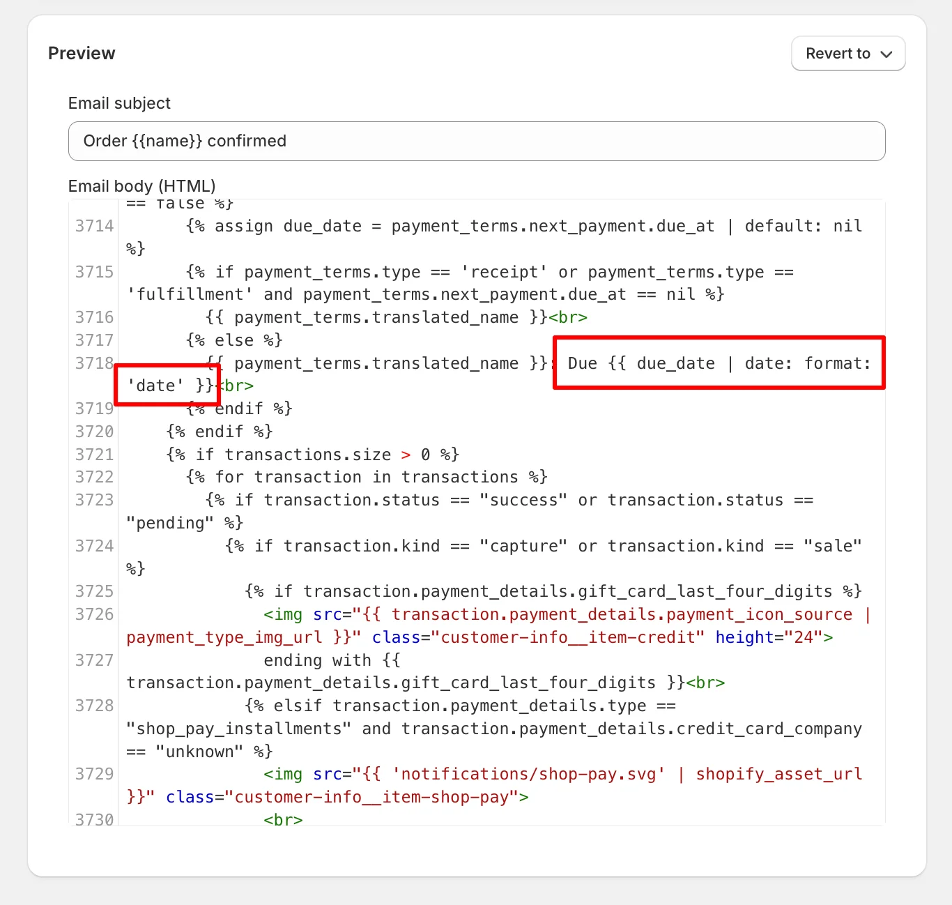 Editing Due Date and Deposit Text on Your Theme - Image 16
