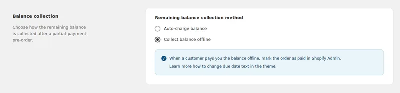 Balance collection method settings