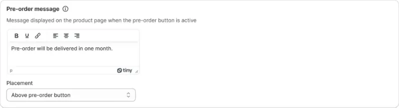 Pre-order message editor