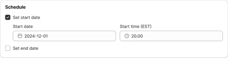 Schedule rules settings